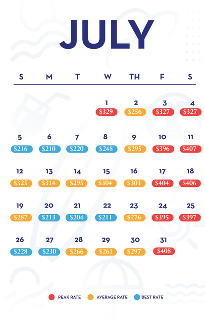 July Rate Calendar