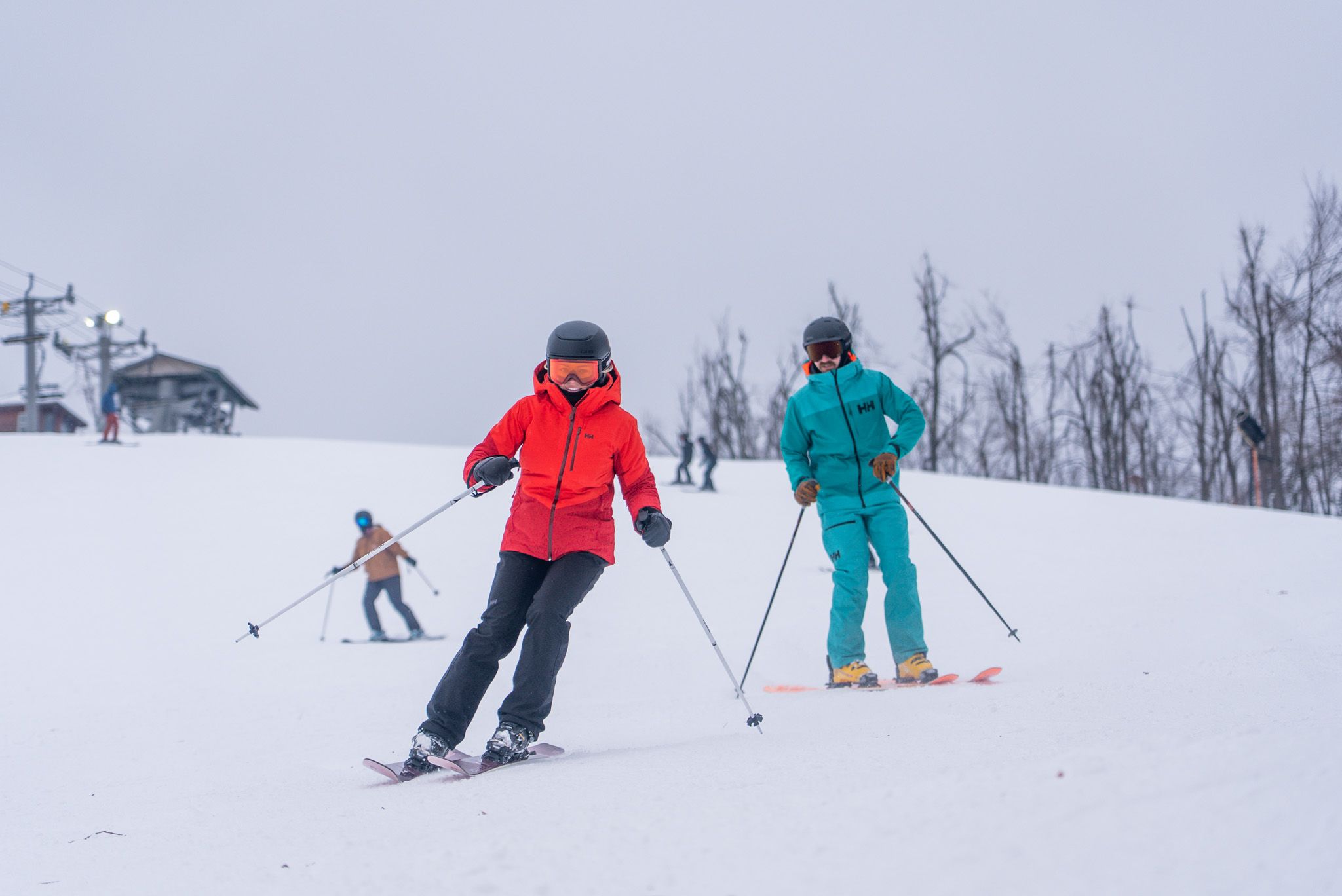 Skiers on Victor