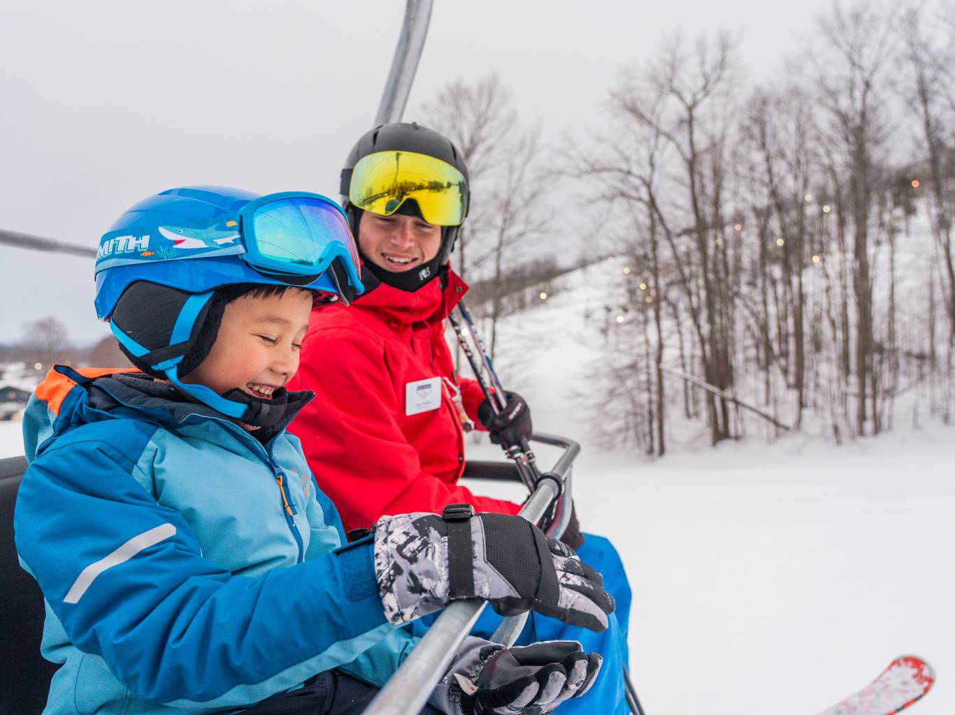 Child racing down ski hill