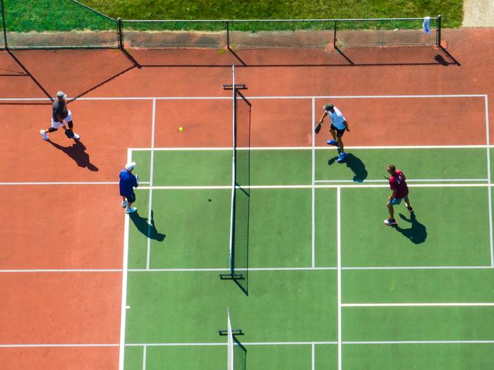 Arial view of pickleball court