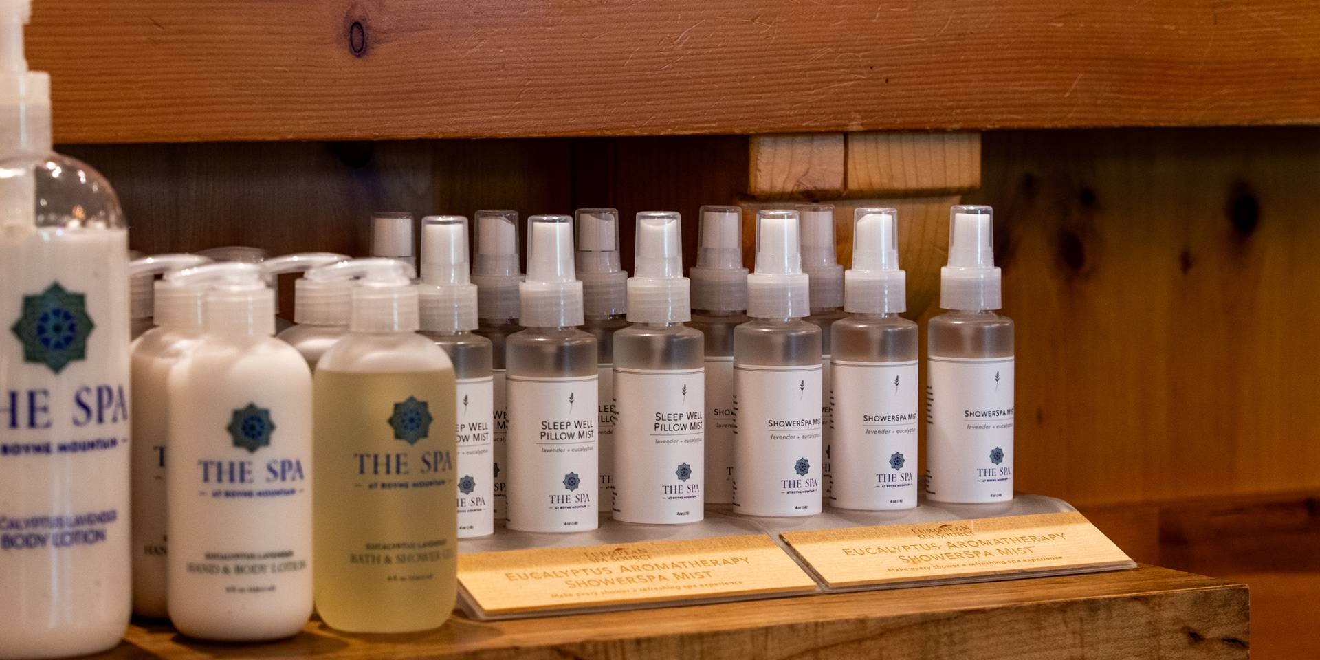 The Spa shop wellness products display