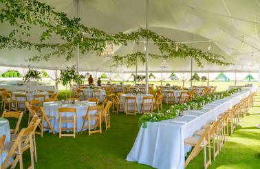 tent setup at deer lake wedding