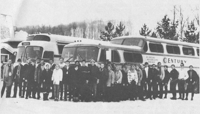 Archive article about taking the bus to ski at Boyne Mountain