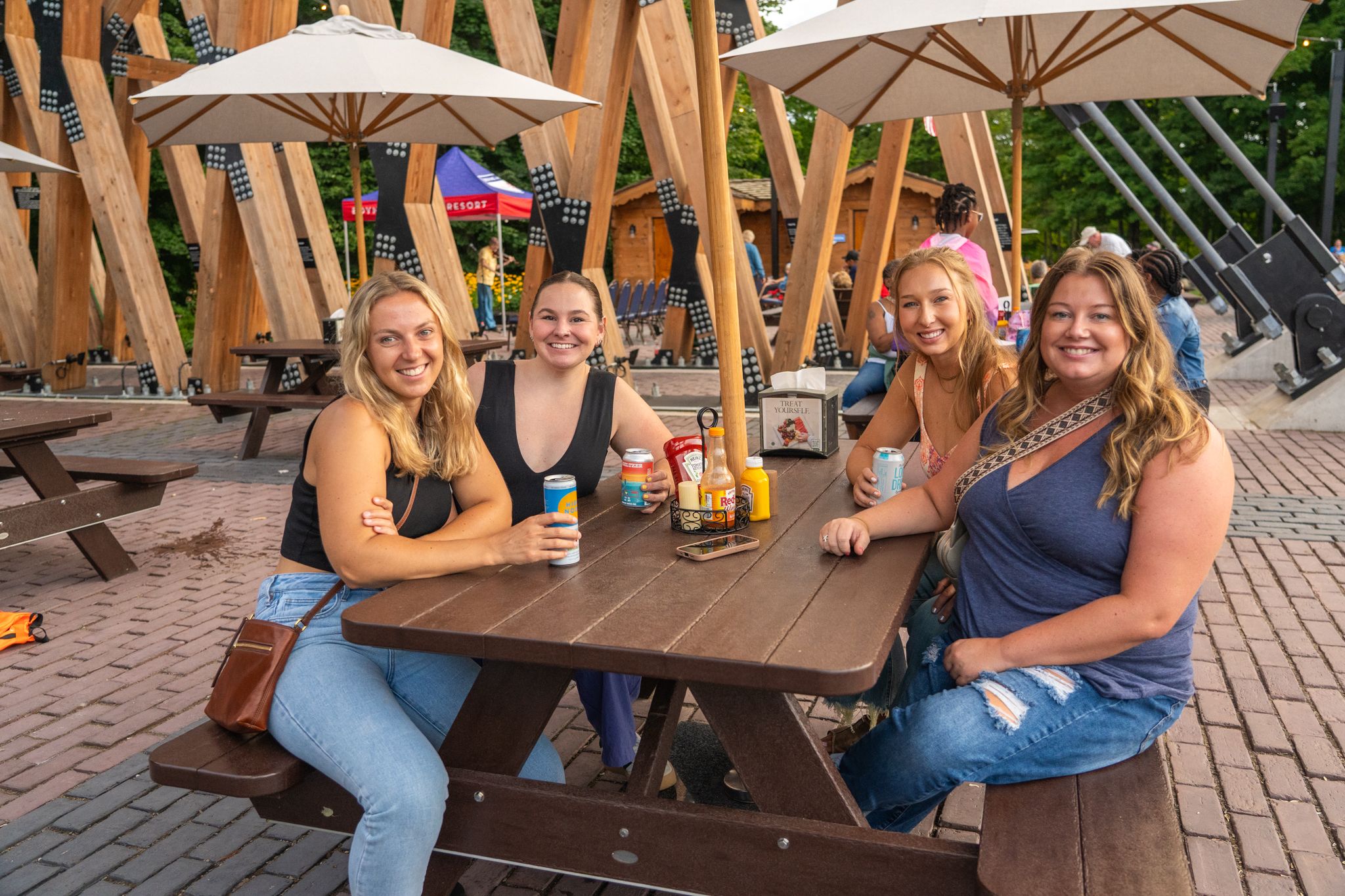 ladies having drinks on skybridge patio