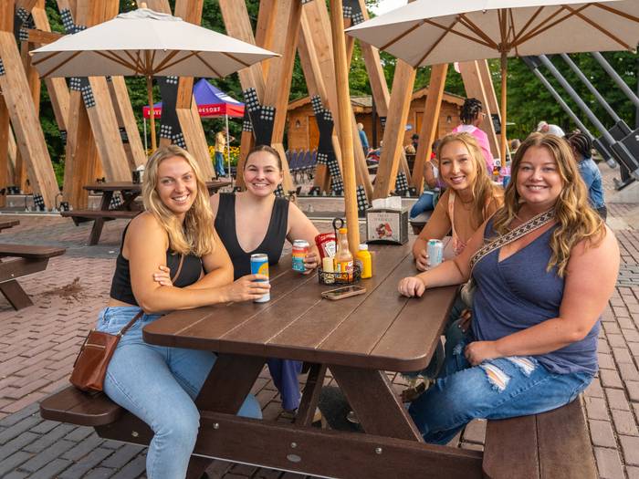 ladies having drinks on skybridge patio
