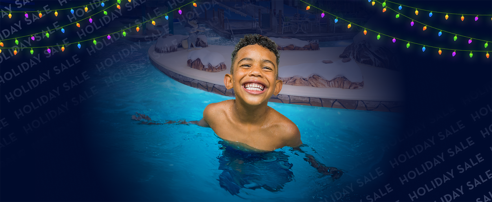 kid in the pool for waterpark after dark