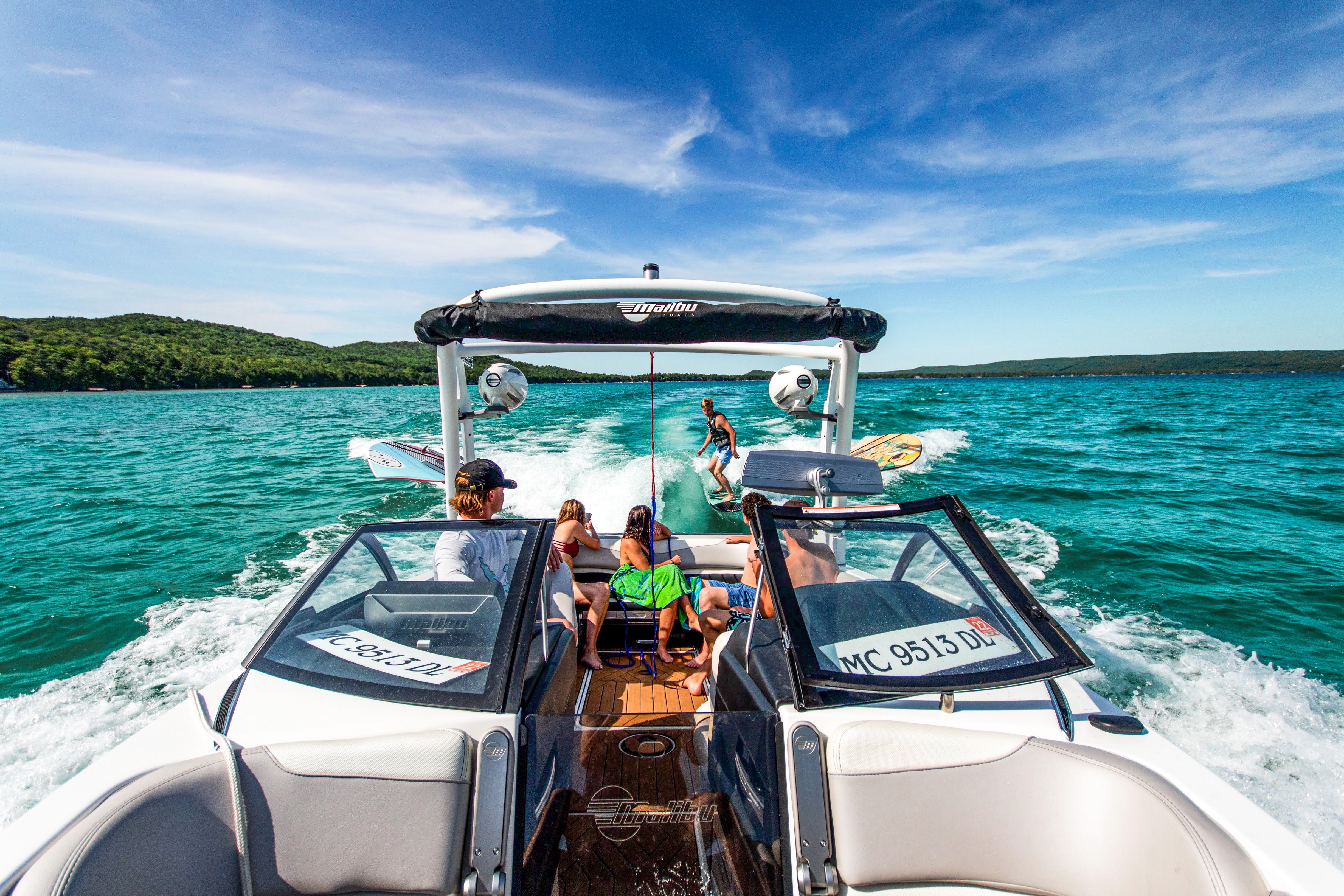 group of people wakesurfing