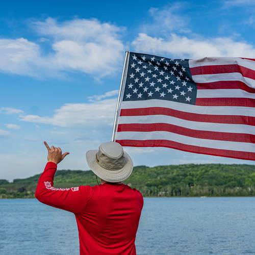 mountain bike picture with American flag