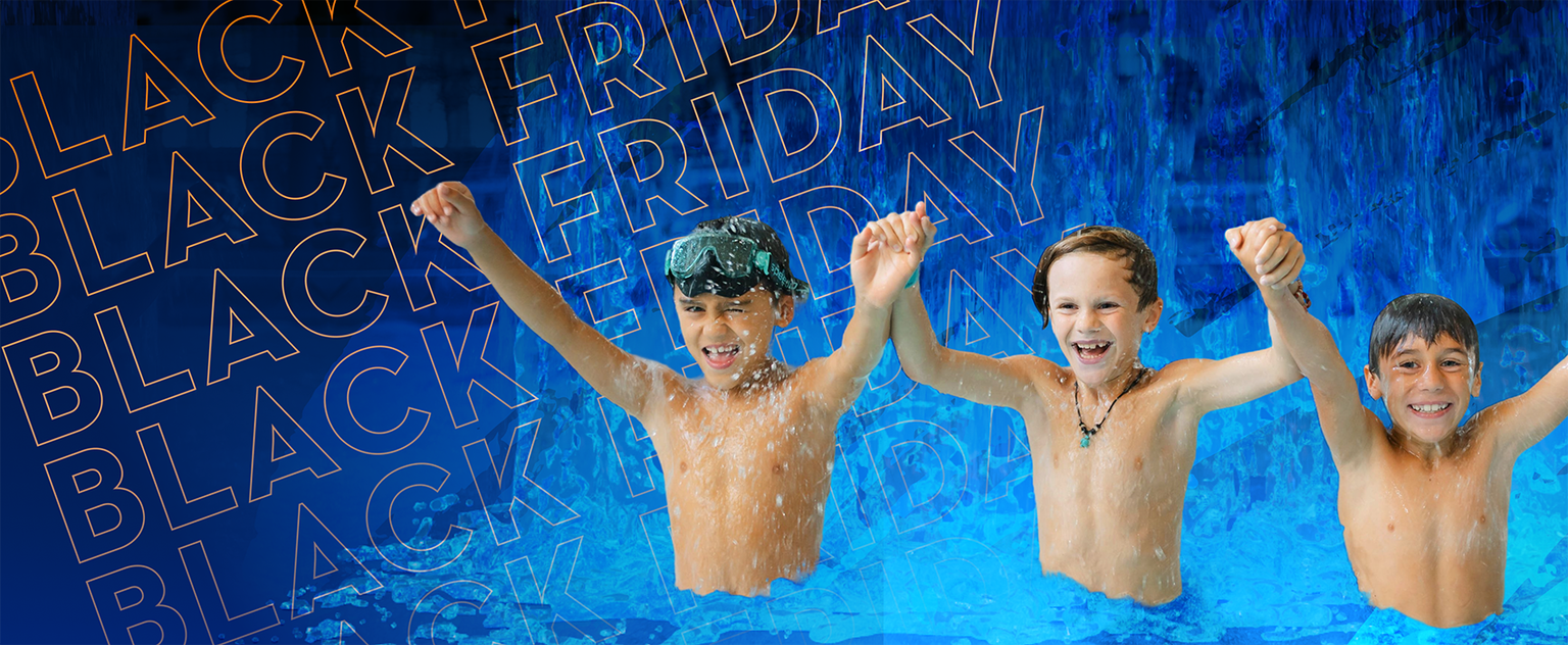 boys under waterpark at Avalanche Bay Waterpark