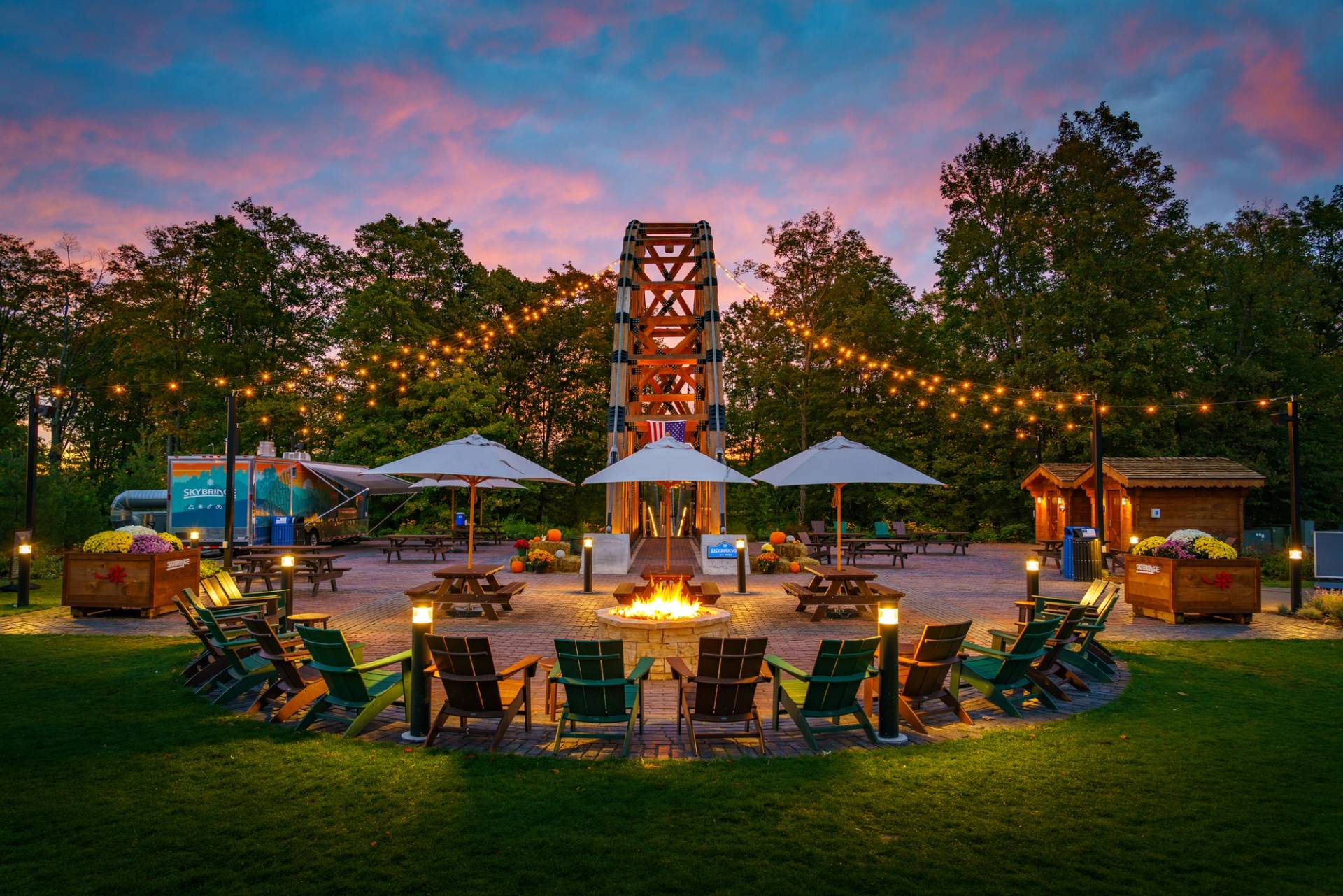 skybridge michigan at sunset 