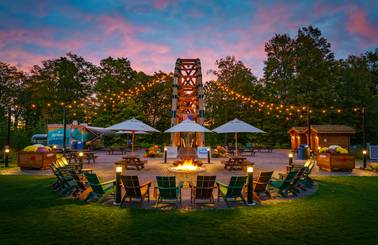skybridge michigan at sunset