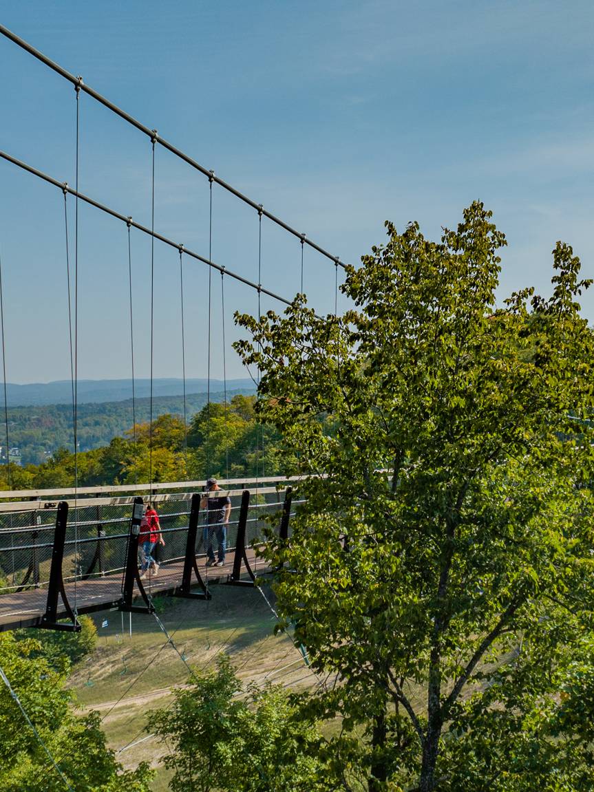 Guests crossing SkyBridge Michigan