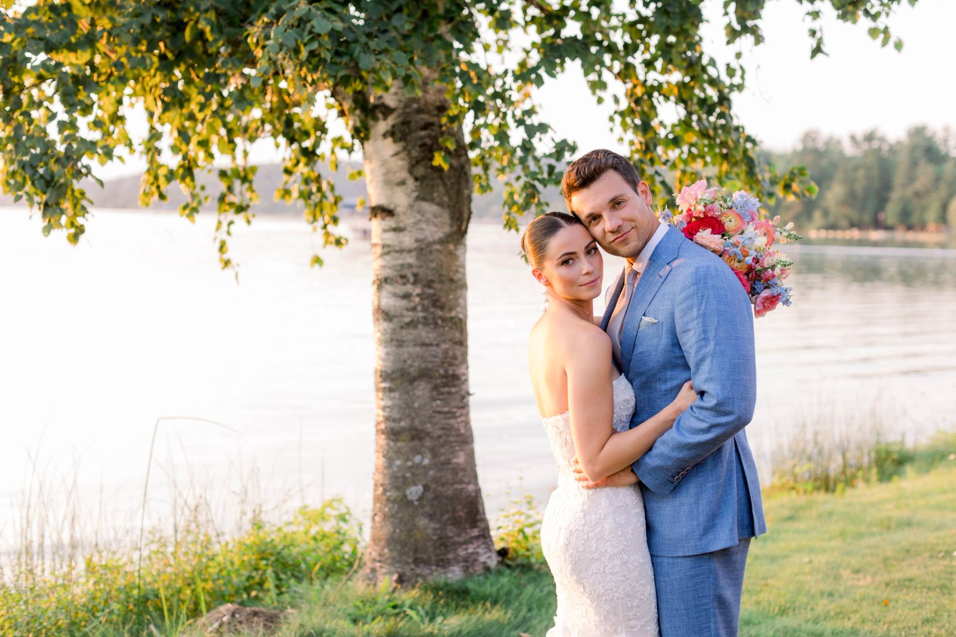 couple on shores of deer lake