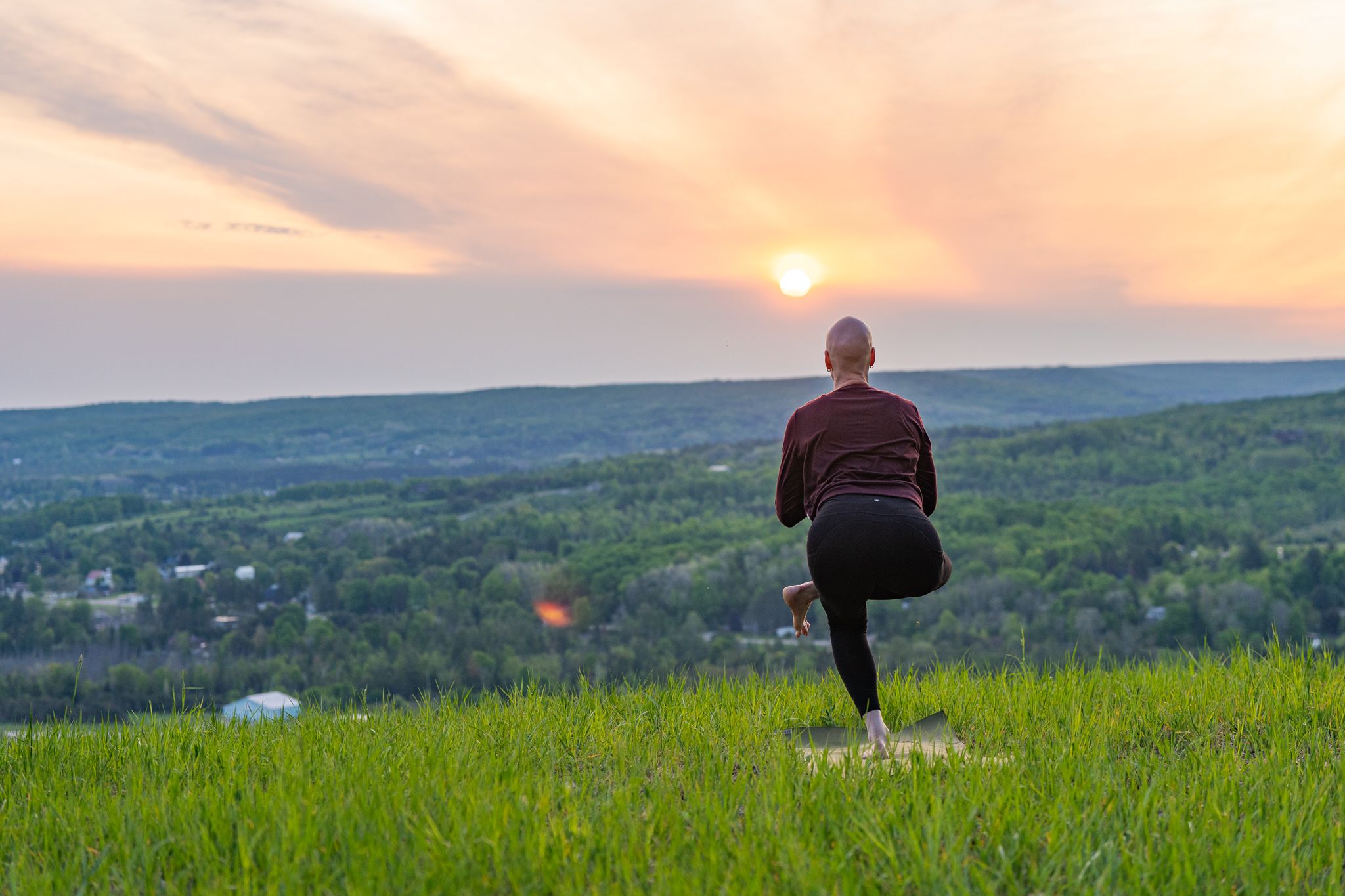 Lady Yoga on top of Boyne Mountain
