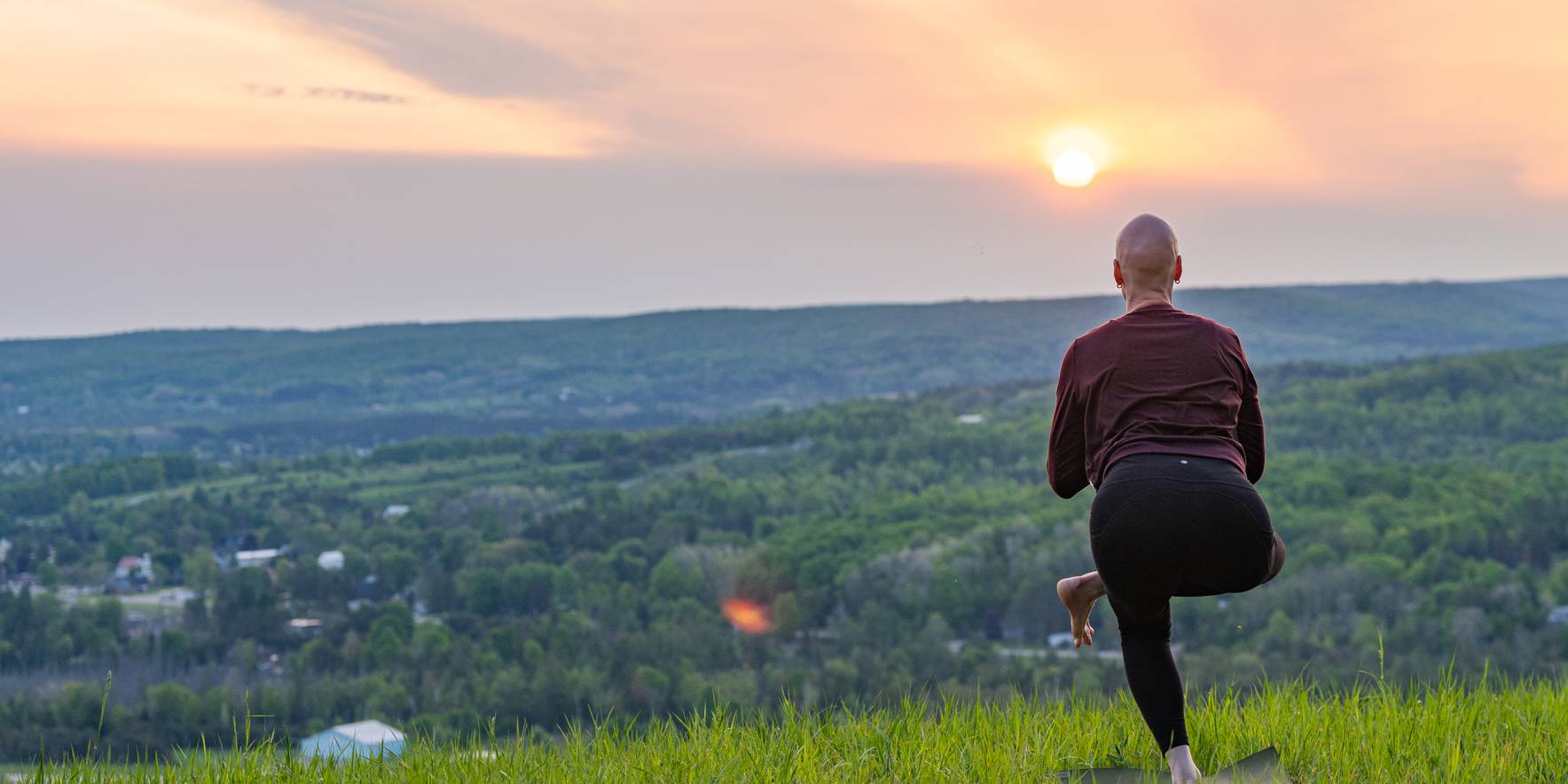 Lady Yoga on top of Boyne Mountain