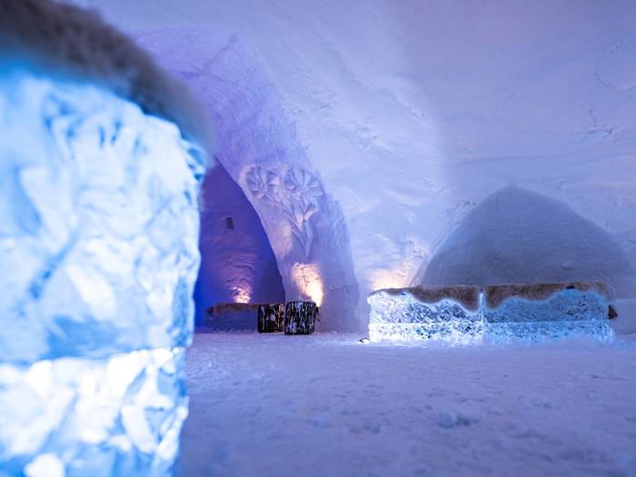 snow art carved into iglu