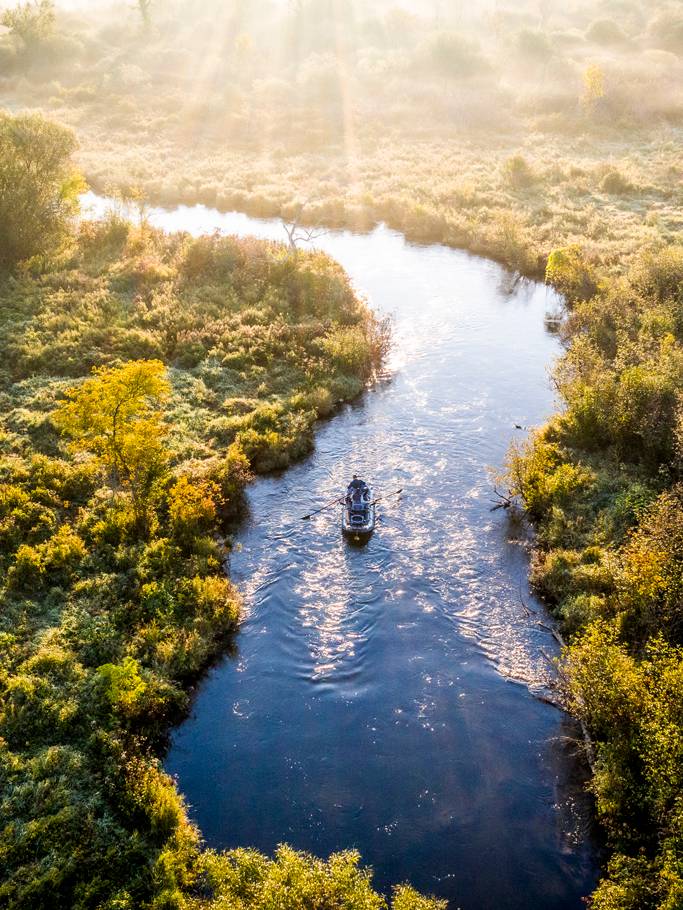 River fishing during golden hour