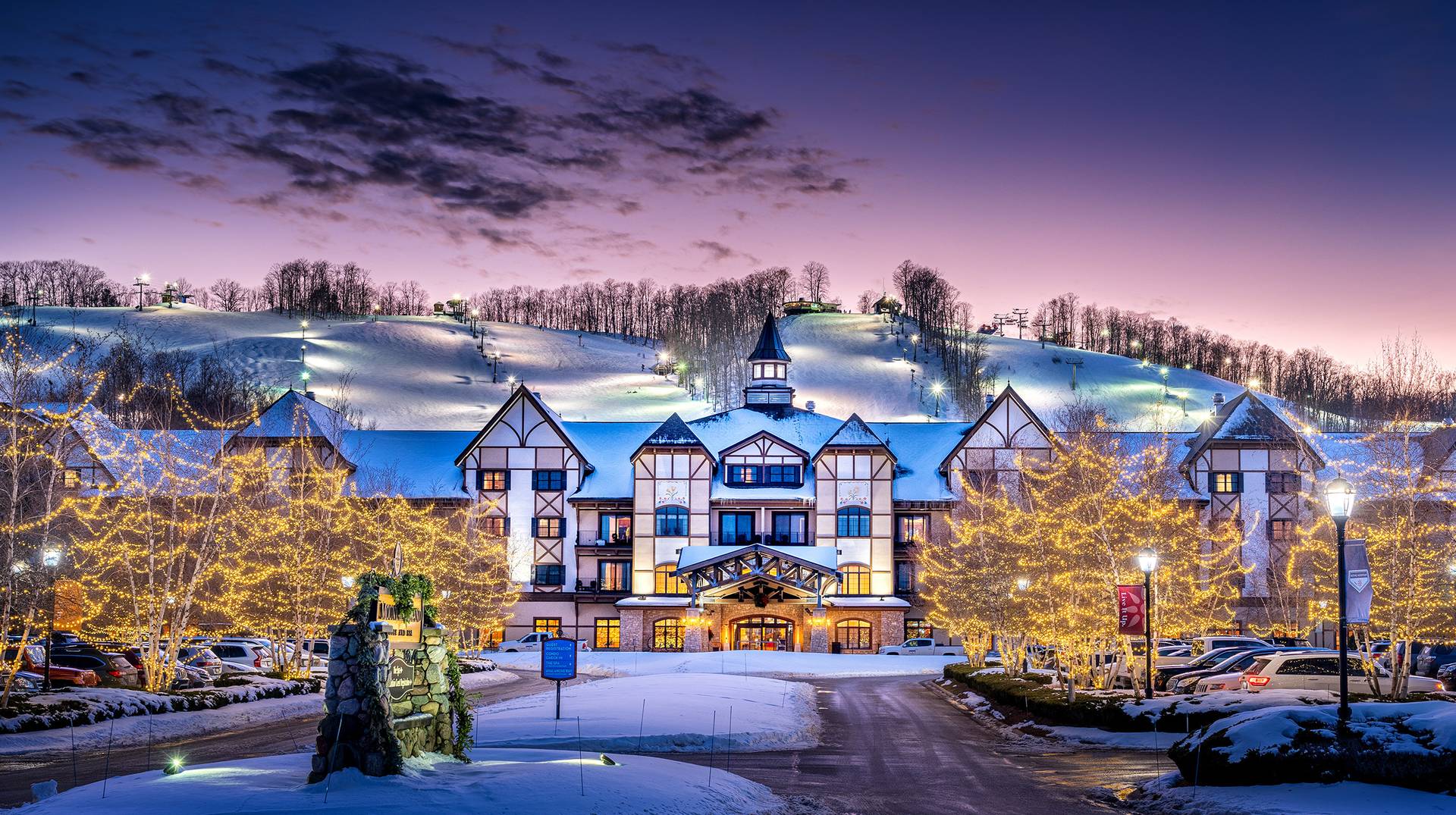 Mountain Grand Lodge at Boyne Mountain Winter Sunset