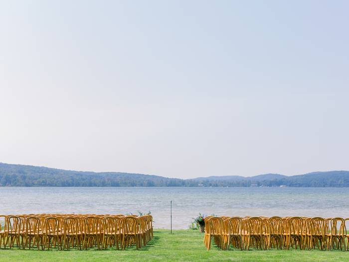 Ceremony chair set up on Beach House lawn