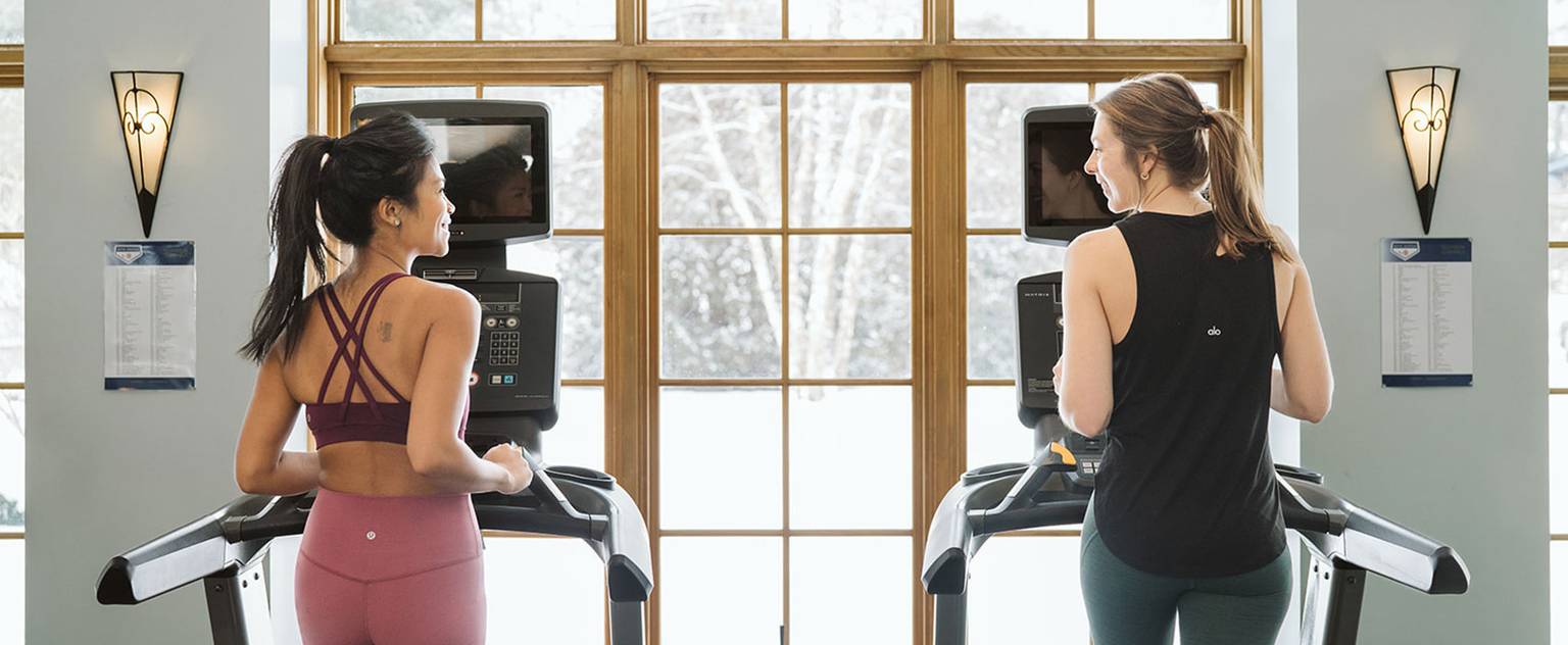 Girls on treadmill at fitness center