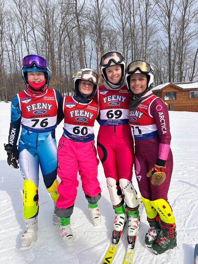 Girls posing after racing