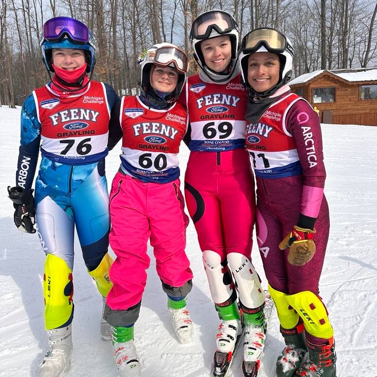 Girls posing after racing
