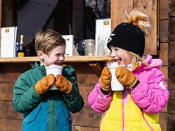 Kids with Hot Cocoa at Boyne Mountain