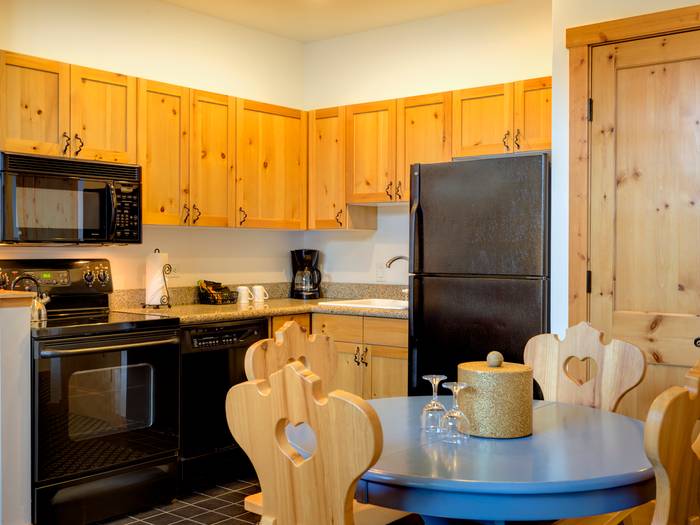 Kitchen inside the Zermatt suite.