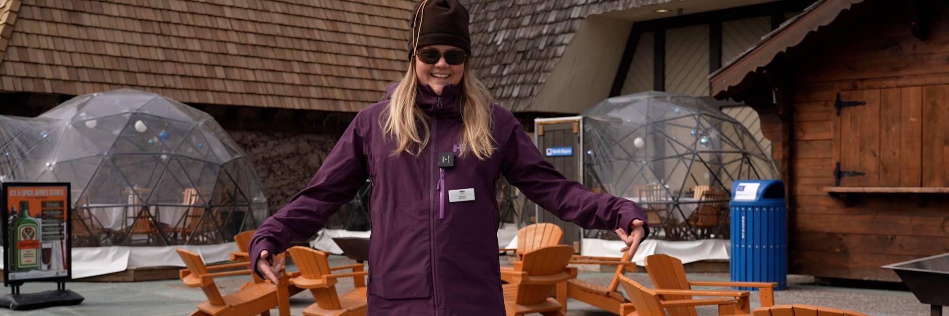 Woman standing in base area of Mountain