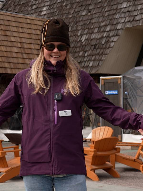 Woman standing in base area of Mountain