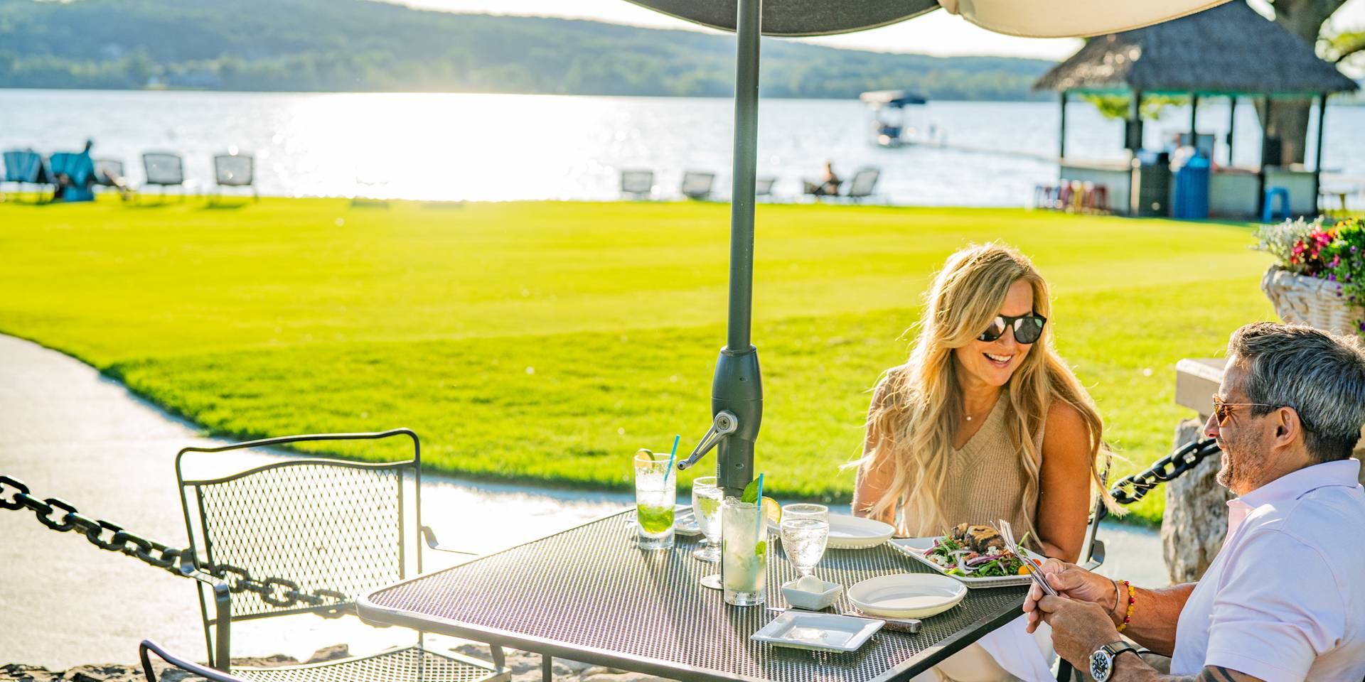 couple having dinner at the beach house