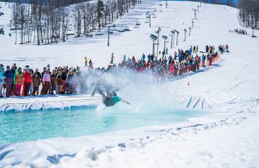 person falling at slush cup