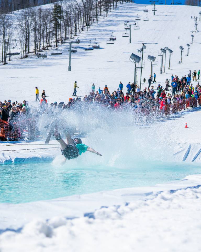 person falling at slush cup