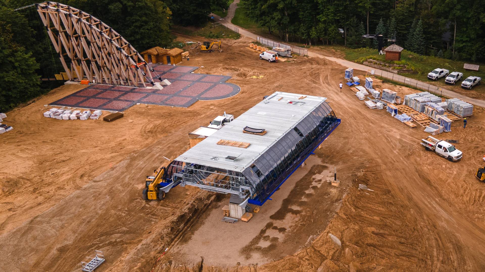 Progress of Disciples 8 Chairlift being built, seen from top of the mountain