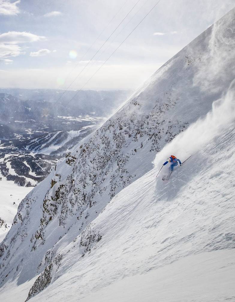 skier in chute at Big Sky Resort
