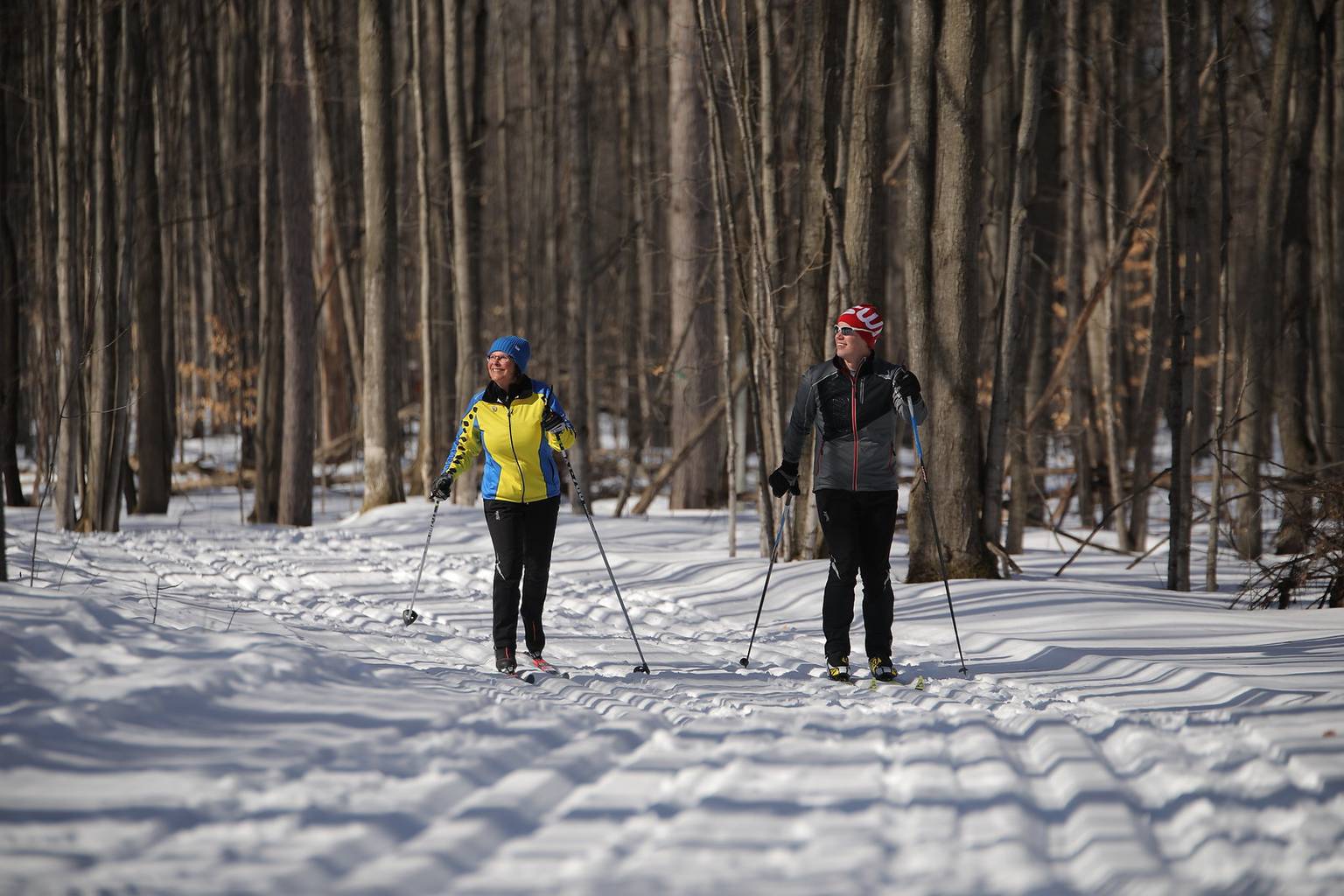 Couple Cross Country Skiing