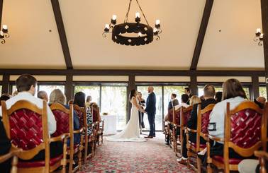 wedding ceremony inside the beach house
