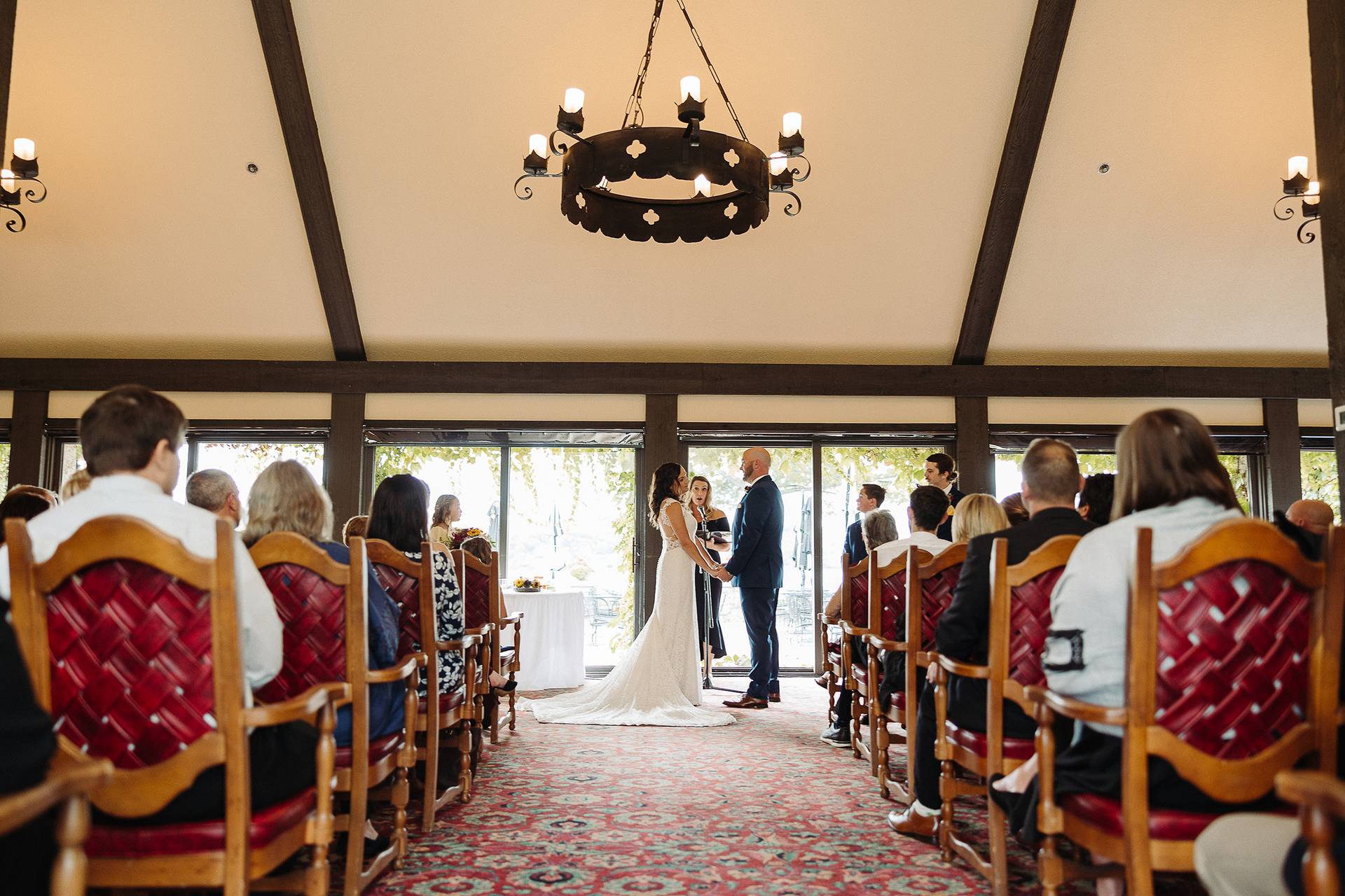 wedding ceremony inside the beach house