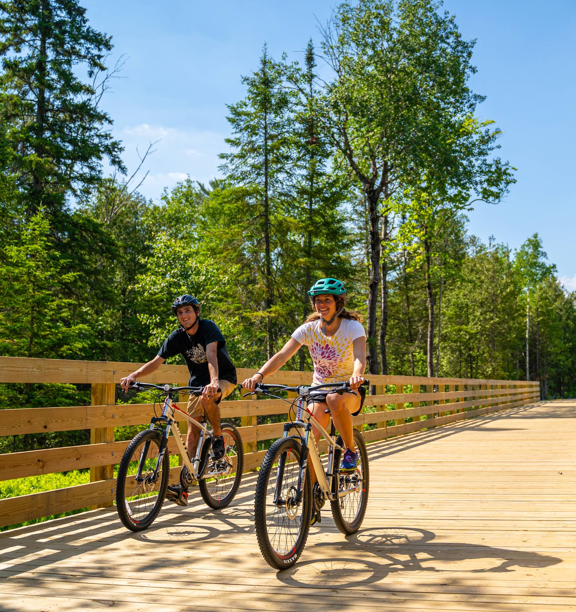 Two people biking on the Boyne Valley Trail