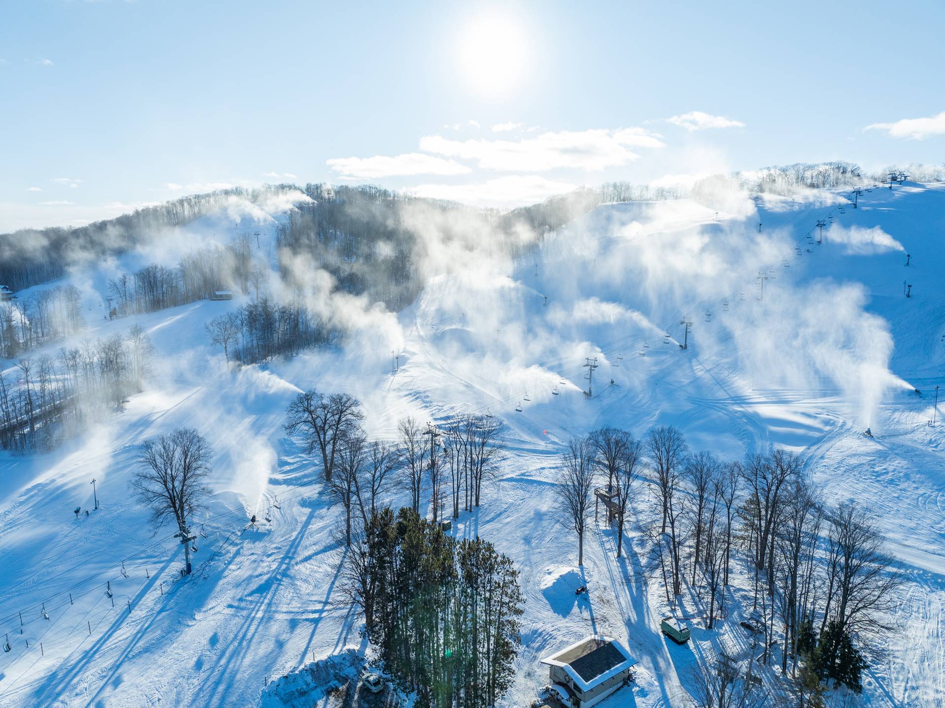 Arial view of snowmaking