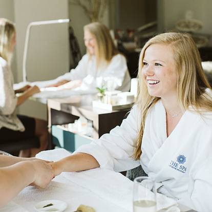 Woman getting a manicure at The Spa at Boyne Mountain