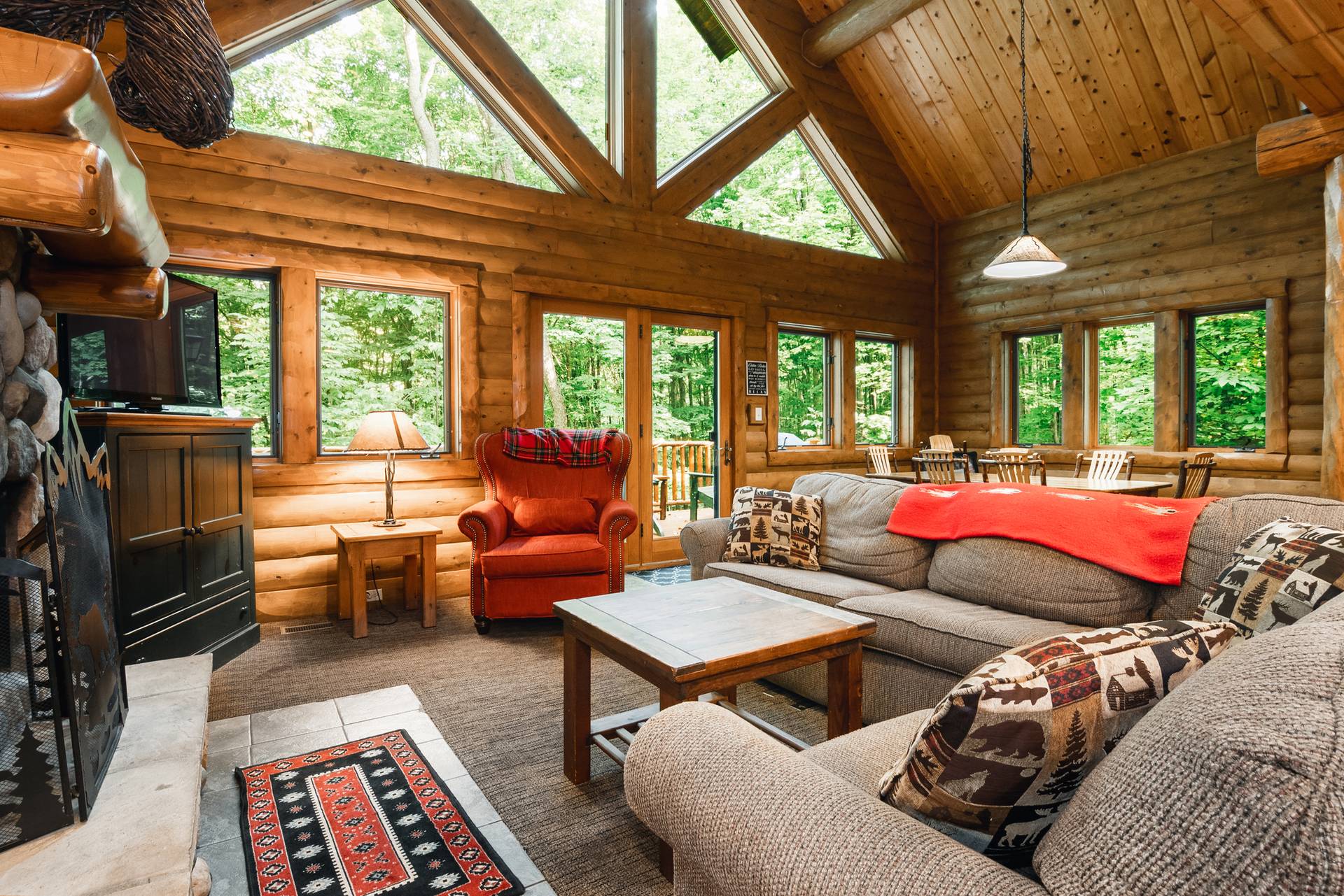 living area inside a mountain cabin