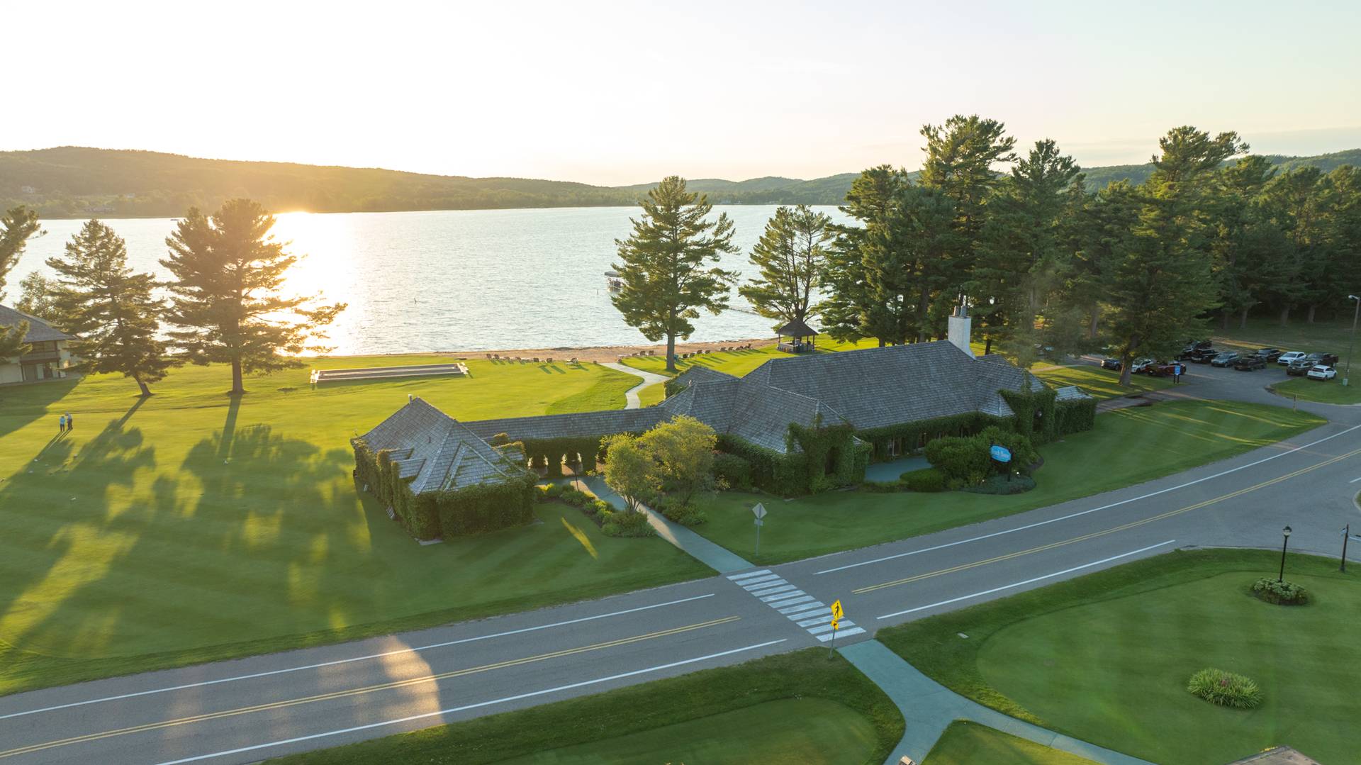 aerial view of the beach house