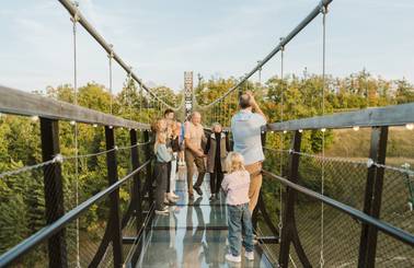 family photo on skybridge