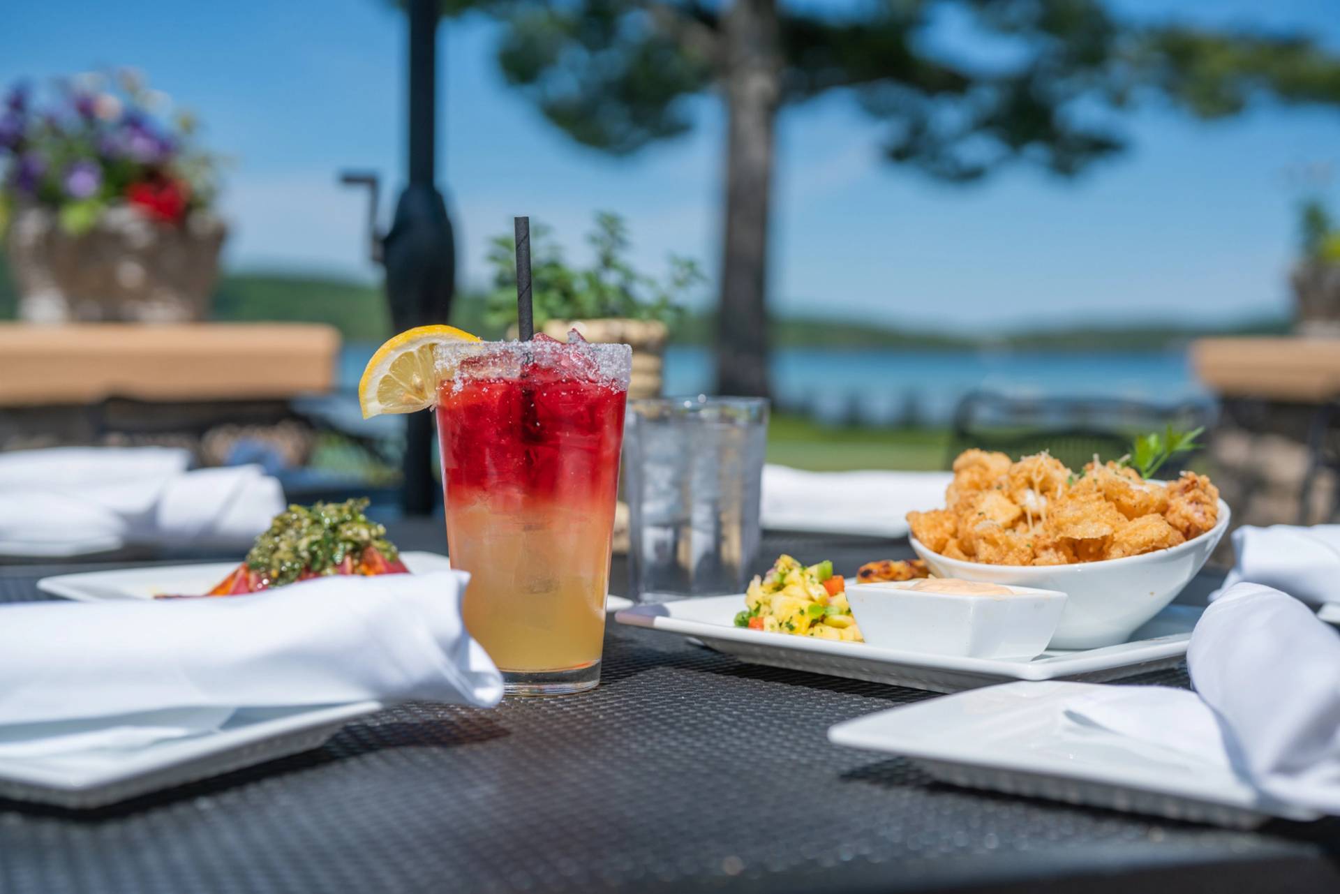 Drink and dish outside at Beach House