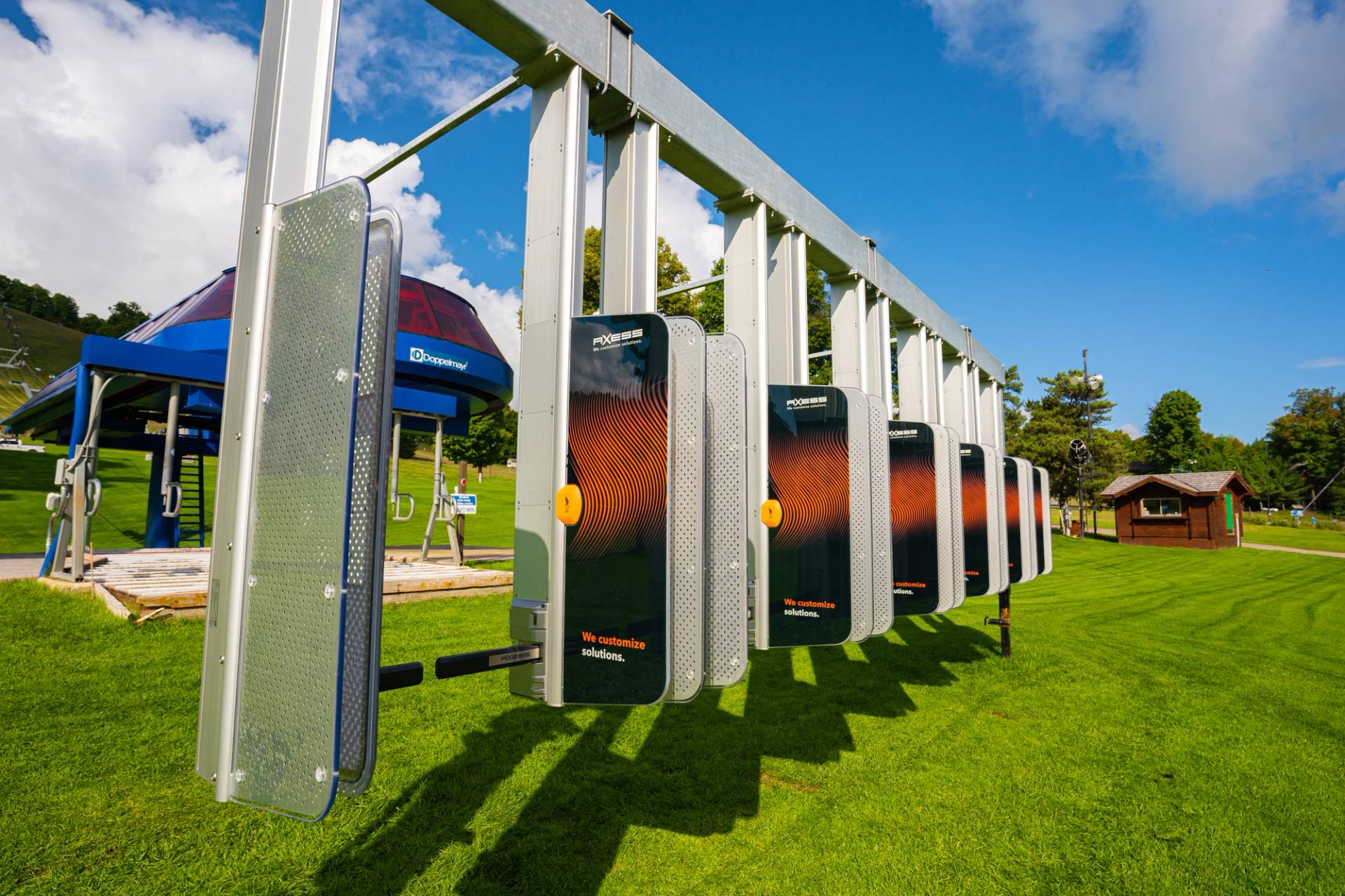 RFID gates at the six place chairlift.