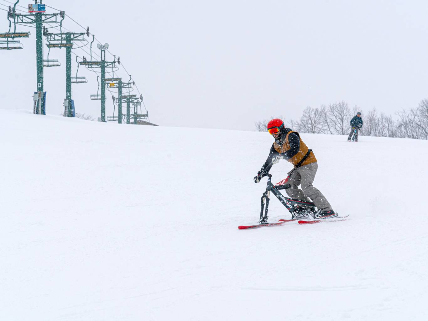 Shredding down the hill on SnoGo
