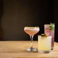 Cocktails on a table inside a restraurant