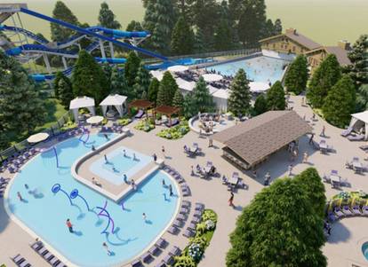 Rendered version of outdoor waterpark.