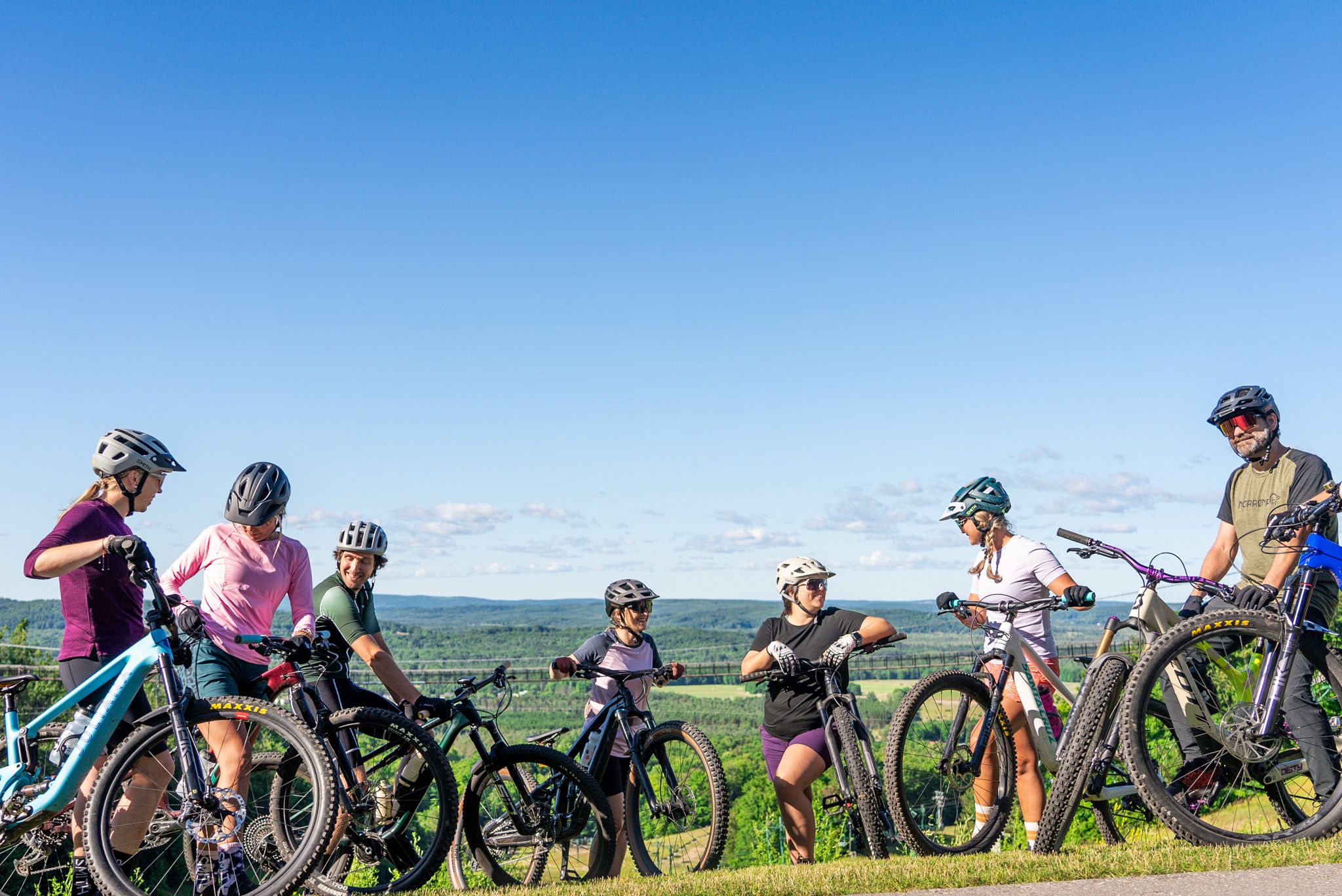 Group of Mountain Bikers on the top of Boyne Mountain
